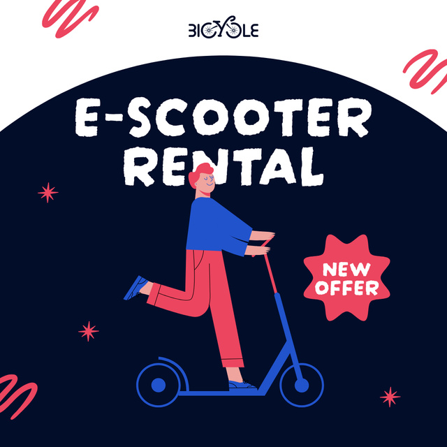 New Offer of E-Scooter Rental Services Instagram Πρότυπο σχεδίασης