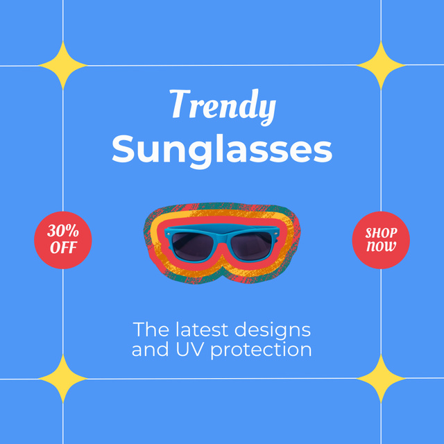 Vivid Collection of Trendy Sunglasses Animated Post Design Template