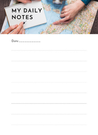 Daily Itinerary Notes With Map Notepad 4x5.5in Design Template