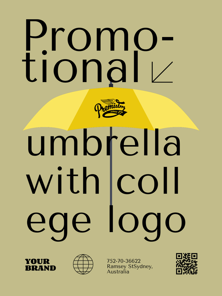 Selling Yellow Umbrellas with College Logo Poster USデザインテンプレート