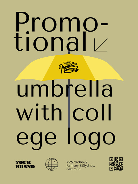 Selling Yellow Umbrellas with College Logo Poster US Design Template