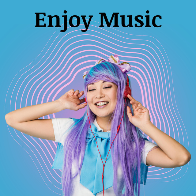 Template di design Asian Teenage Girl is Listening to Music Instagram