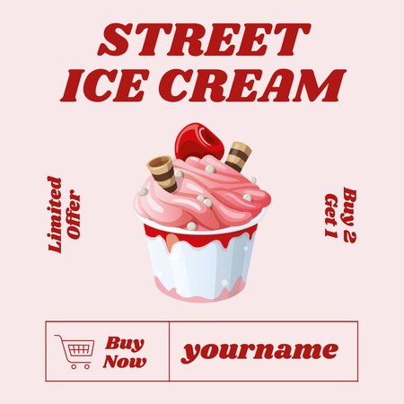Street Food Ad with Yummy Ice Cream Instagram Tasarım Şablonu