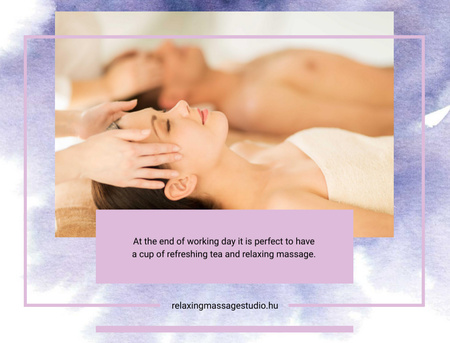 Woman and Man relaxing in Spa Postcard 4.2x5.5in Design Template