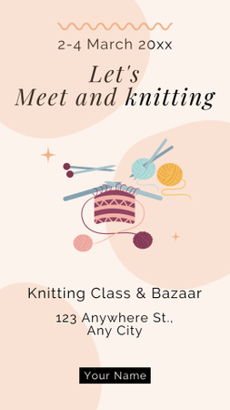 Knitting Class And Bazaar Announcement In Spring Instagram Story Modelo de Design