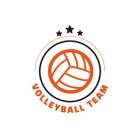 Volleyball Sport Club Emblem on White Logo 1080x1080px – шаблон для дизайна