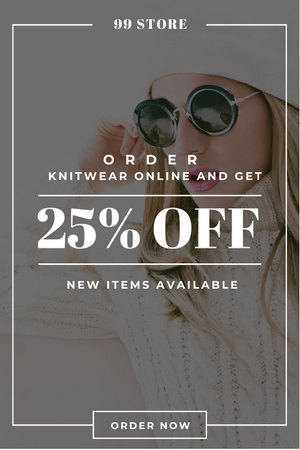 Online order discount Offer with Stylish Woman Pinterest tervezősablon