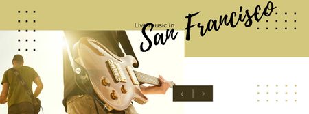 Music Concert Announcement with Man playing Guitar Facebook cover Design Template