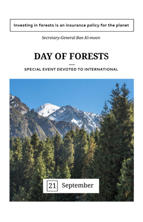 Plantilla de diseño de día internacional de los bosques evento montañas escénicas Invitation 5.5x8.5in 