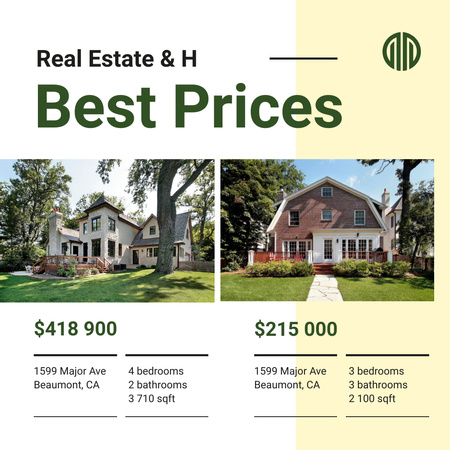Real Estate Property Offer Cozy Houses Instagram AD Design Template