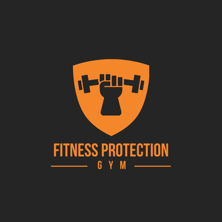 Platilla de diseño Emblem of Gym with Dumbbell in Hand Logo 1080x1080px