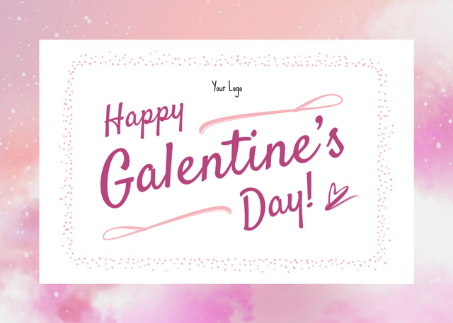 Galentine's Day Holiday Greeting in Bright Pink Frame Postcard 5x7in Design Template