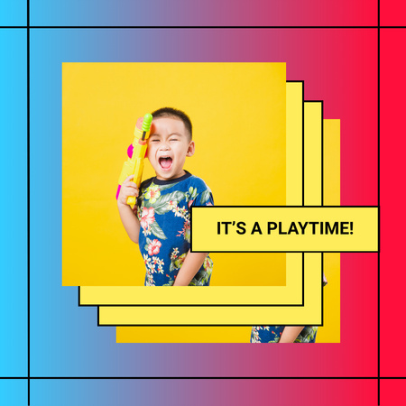 Cute Kid with Toy Gun Instagram Design Template