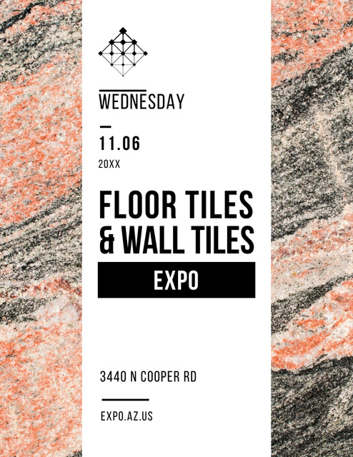 Tiles Exposition Event Announcement on Marble Light Texture Flyer 8.5x11in Design Template