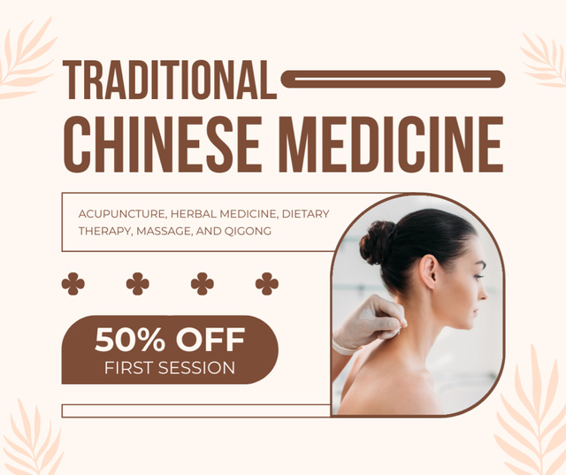 Plantilla de diseño de Traditional Chinese Medicine Session At Half Price Facebook 