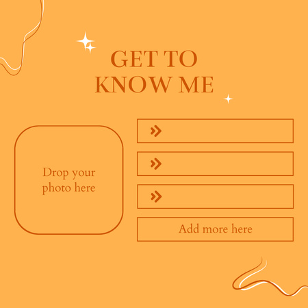 Get To Know Me Form on Yellow Instagram Design Template