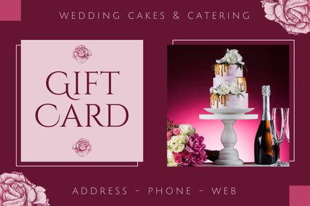 Ontwerpsjabloon van Gift Certificate van Bakkerij en catering voor bruiloften