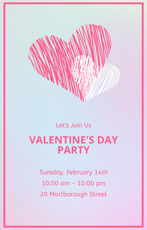 Объявление о вечеринке в честь Дня святого Валентина с сердечками Invitation 4.6x7.2in – шаблон для дизайна