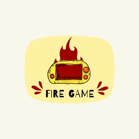Gaming Club Ad with Gamepad on Fire Logo Modelo de Design