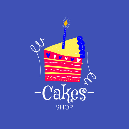 Platilla de diseño Bakery Ad with Sweet Cake with Candle Logo 1080x1080px
