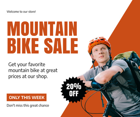 Sale Offer of Mountain Bicycles on Orange Facebook Design Template