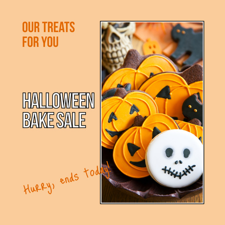 Halloween Bake Sale With Symbolic Cookies Animated Post Design Template