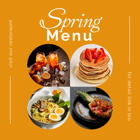 Spring Menu Offer with Appetizing Dishes Animated Post Šablona návrhu