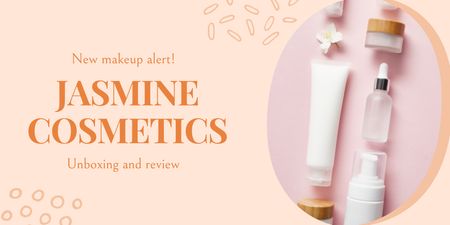 Cosmetics Unboxing And Review In Social Media Twitter Design Template