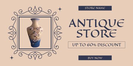 Modèle de visuel Un magasin d'antiquités offre des réductions pour les vases en céramique - Twitter
