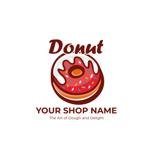 Doughnut Shop Ad with Cute Icon of Donut Animated Logoデザインテンプレート