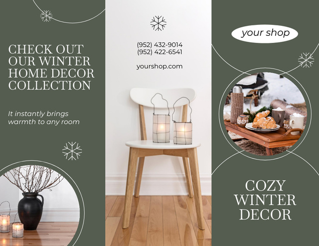 Winter Home Decor Collection Announcement Brochure 8.5x11in Modelo de Design