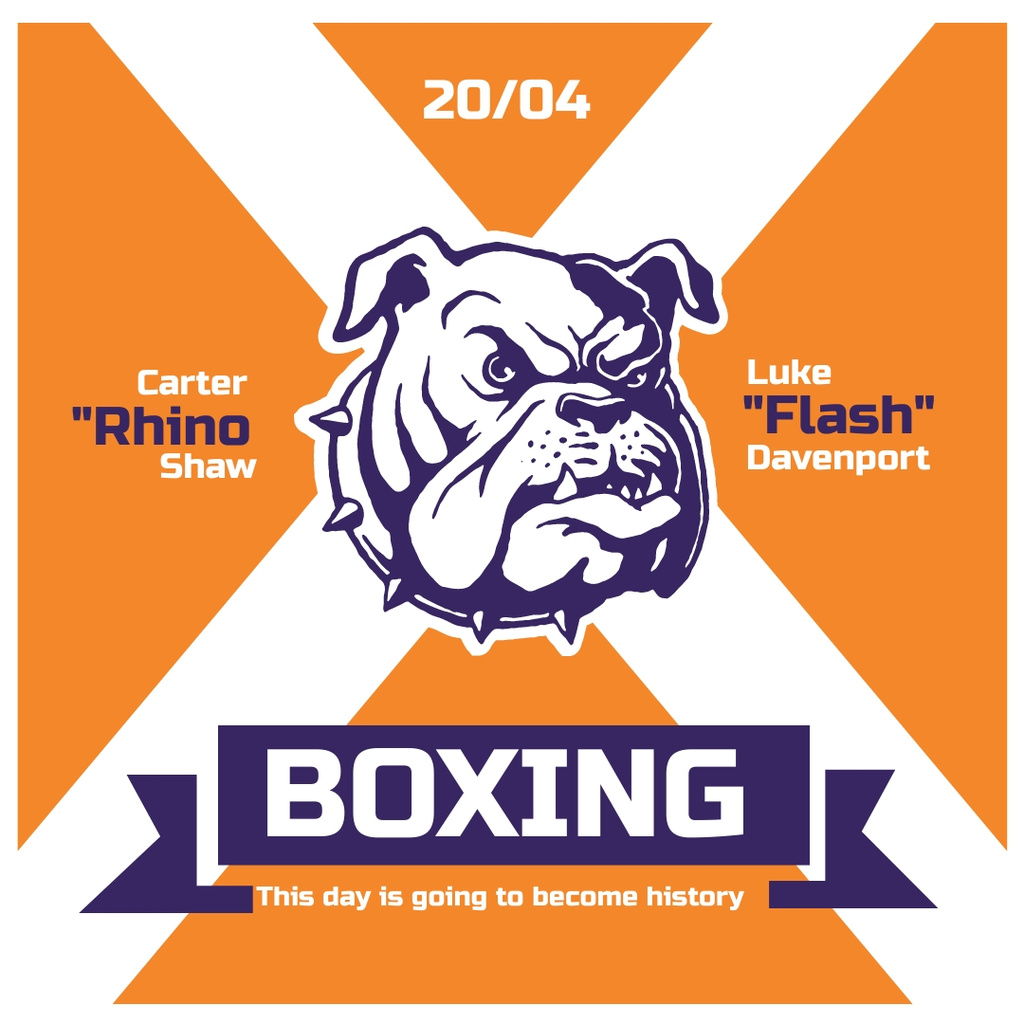 Modèle de visuel Boxing Match Announcement Bulldog on Orange - Instagram AD