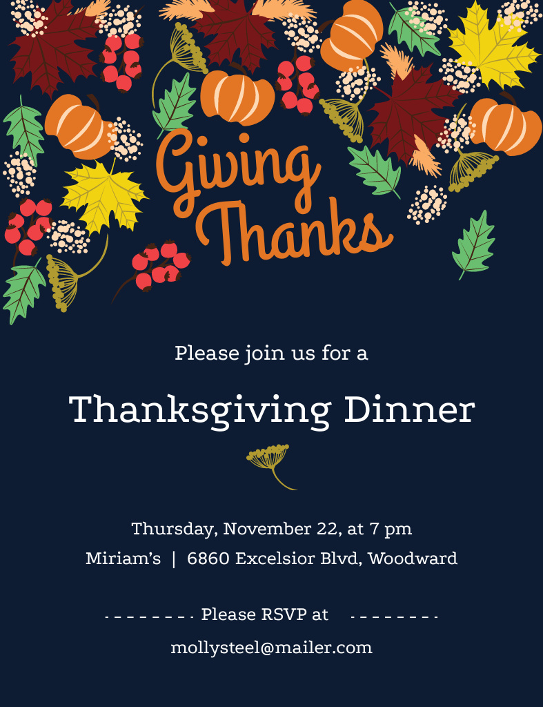 Plantilla de diseño de Welcome to Thanksgiving Dinner Invitation 13.9x10.7cm 