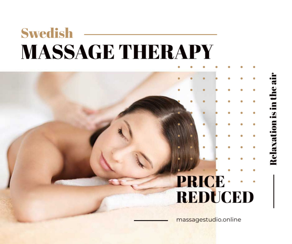Designvorlage Price Reduced on Swedish Massage Therapy für Facebook
