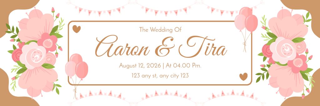 Wedding Invitation with Floral Pattern Email header tervezősablon