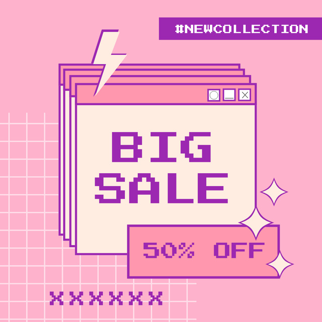Designvorlage New Collection Sale Ad on Pink für Instagram