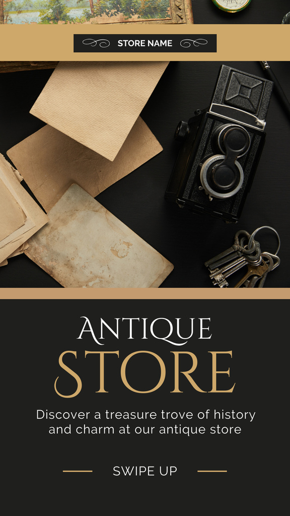 Szablon projektu Various Antique Stuff And Treasures In Store Offer Instagram Story