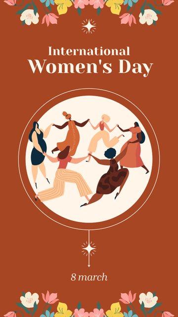 Designvorlage International Women's Day with Happy Dancing Women für Instagram Story