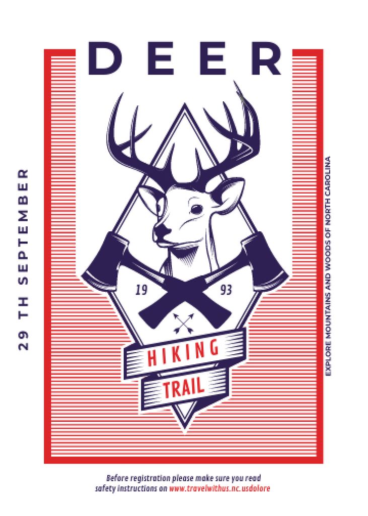Hiking Trail Ad with Deer Icon Invitation – шаблон для дизайна
