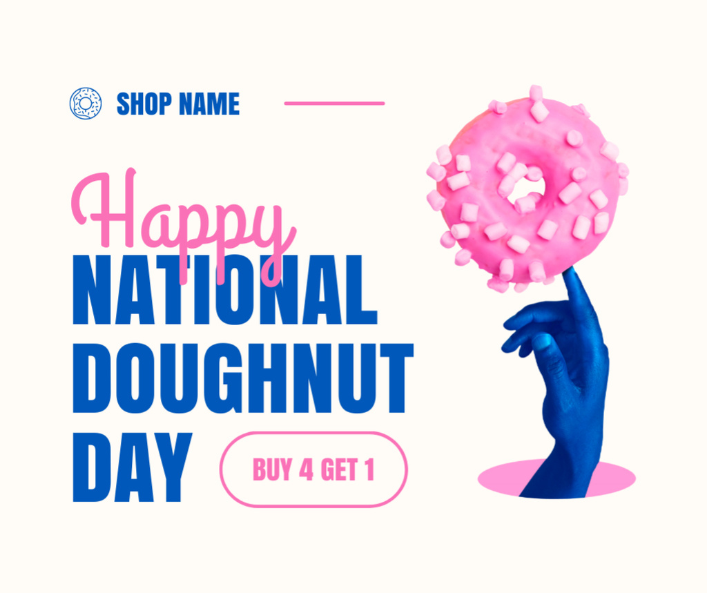 Template di design National Doughnut Day Greeting Facebook