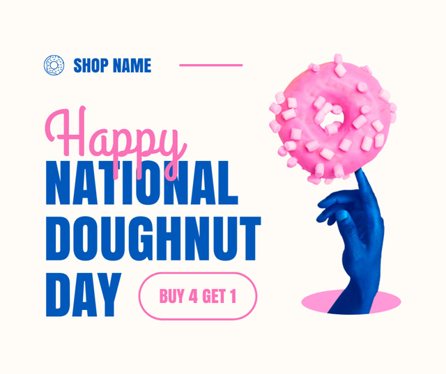 National Doughnut Day Greeting Facebook Design Template