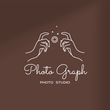 Elegant Photo Studio Emblem on Brown Logo 1080x1080pxデザインテンプレート
