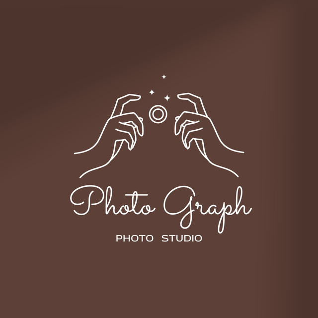Elegant Photo Studio Emblem on Brown Logo 1080x1080px – шаблон для дизайну