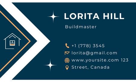 Home Renovation Service Promo on Blue Business Card 91x55mm Design Template