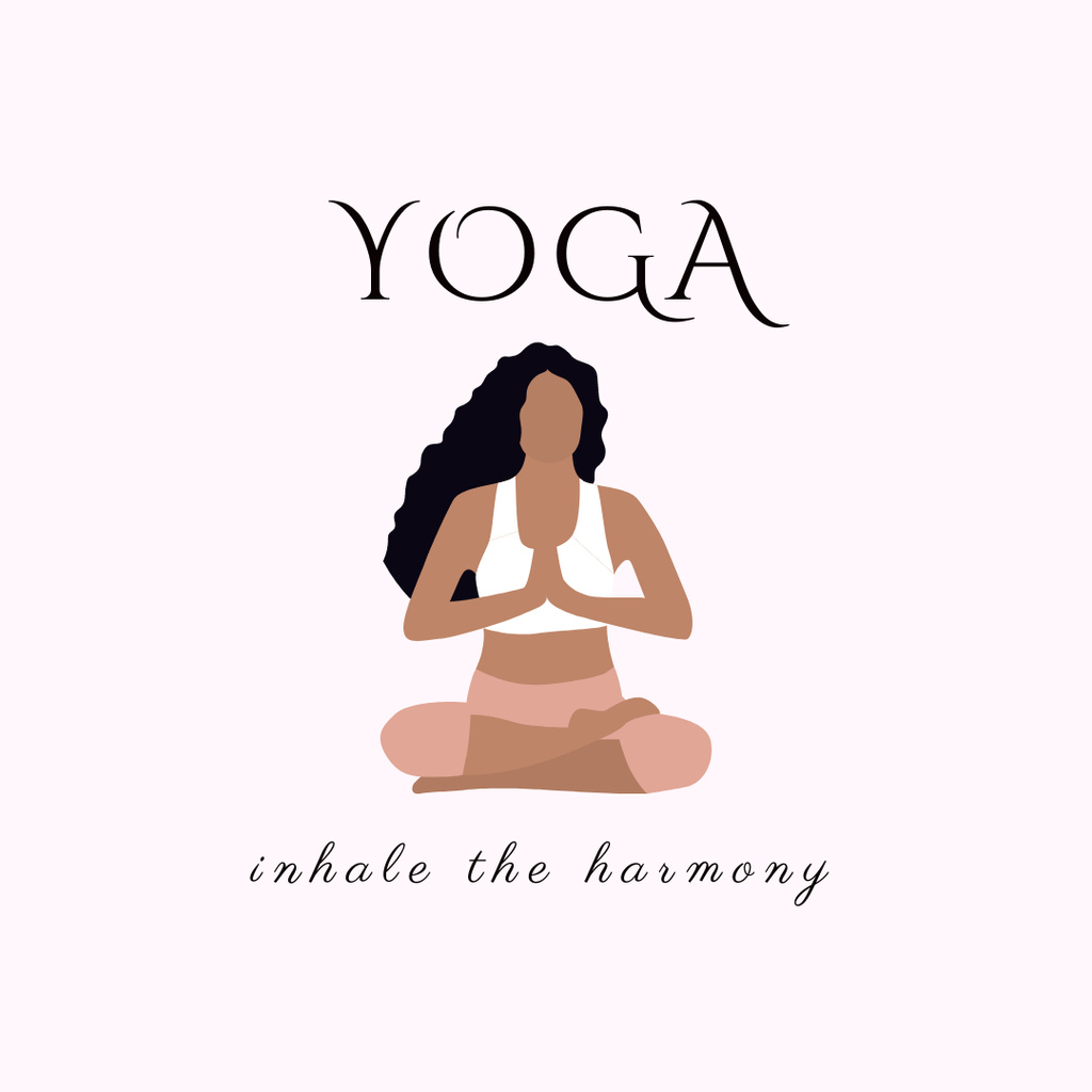 Template di design Inspirational Phrase with Woman practicing Yoga Logo 1080x1080px