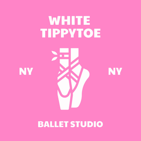 Ballet Studio Ad with Pointe Shoes Logo Design Template