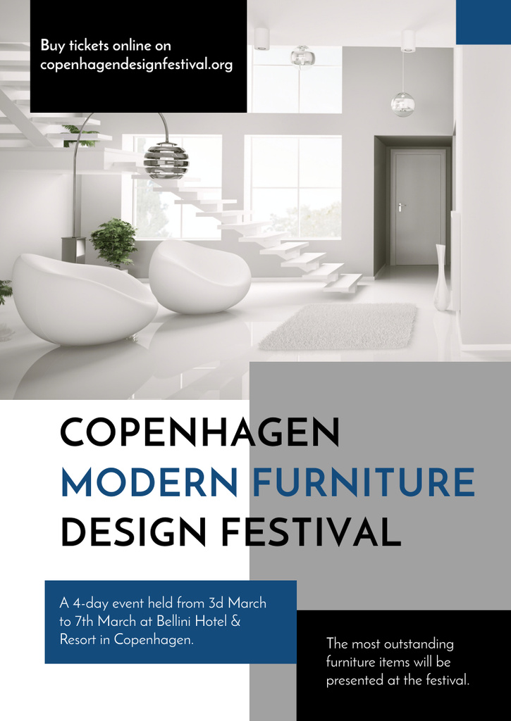 Modern Furniture Design Festival Poster A3 – шаблон для дизайна