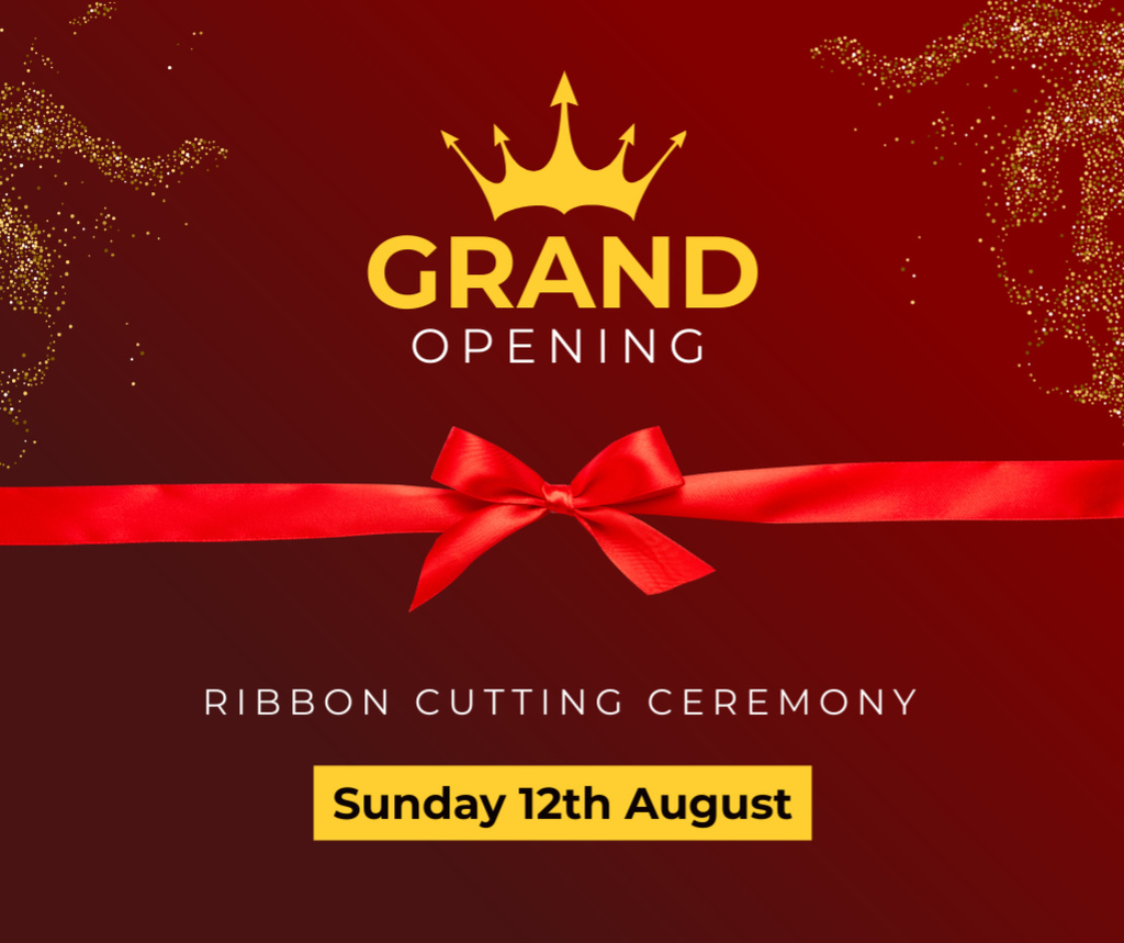Grand Opening With Ribbon Cutting Ceremony Announcement Facebook Modelo de Design