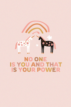 Designvorlage Girl Power Inspiration with Cute Unicorns für Pinterest