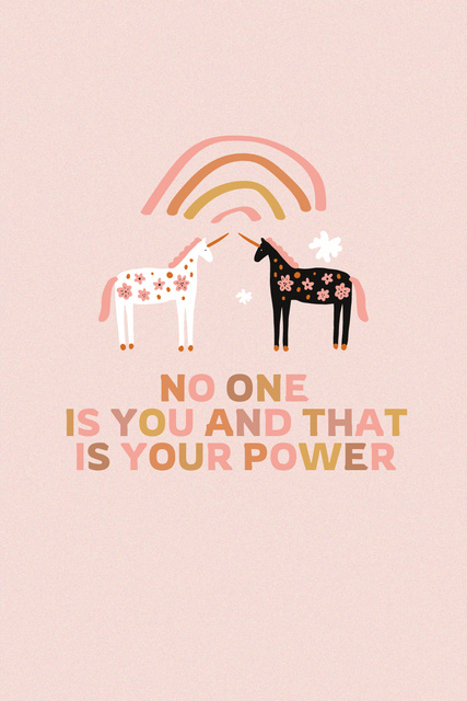 Platilla de diseño Girl Power Inspiration with Cute Unicorns Pinterest